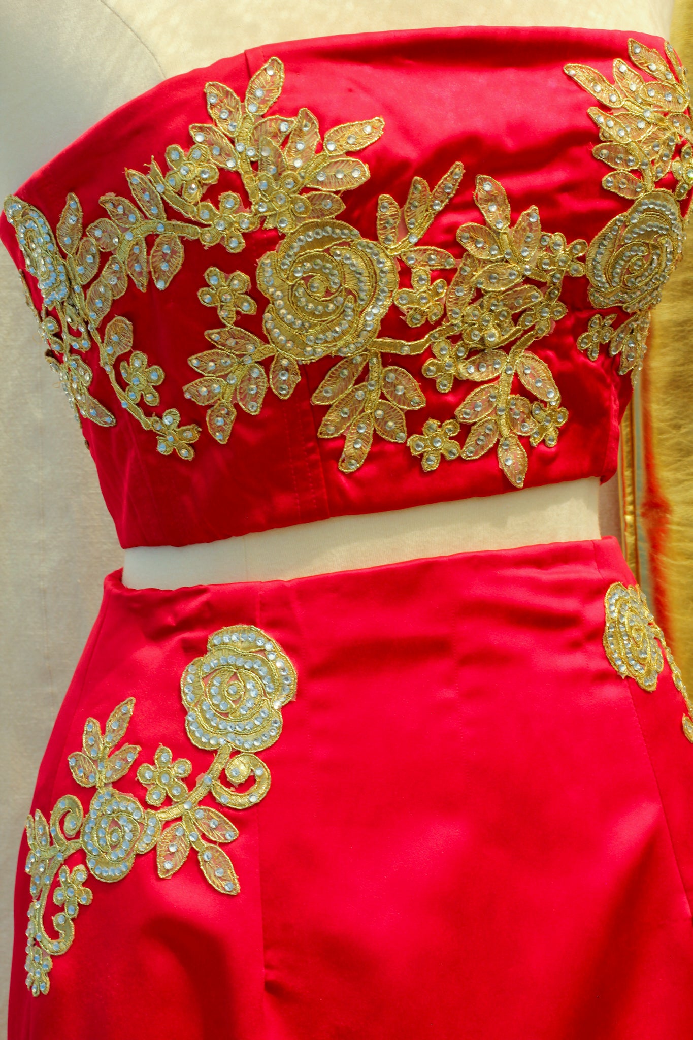 Red Rose set with opera length gloves